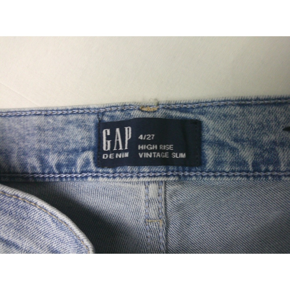 GAP High Rise Vintage Slim Light Wash Blue Denim Jeans Womens Size 4/27 - Picture 3 of 6